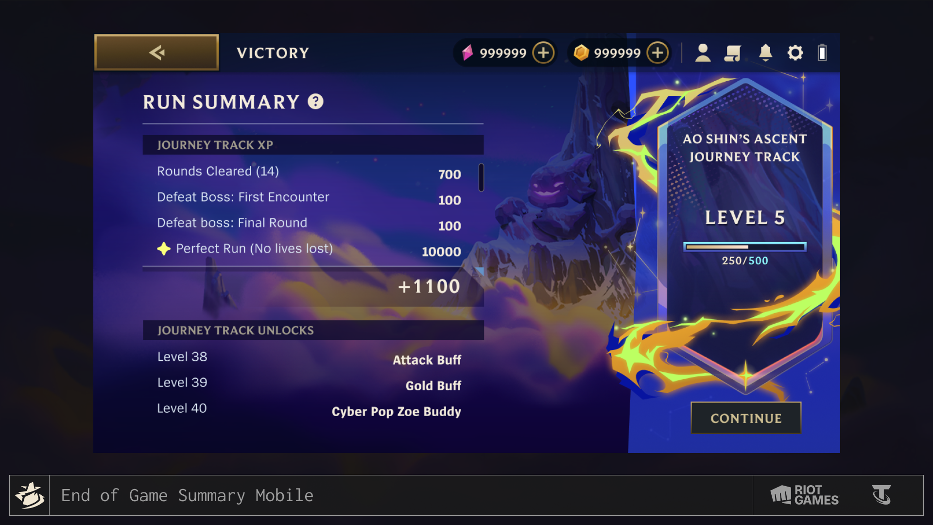 End of Game Screen — Mobile