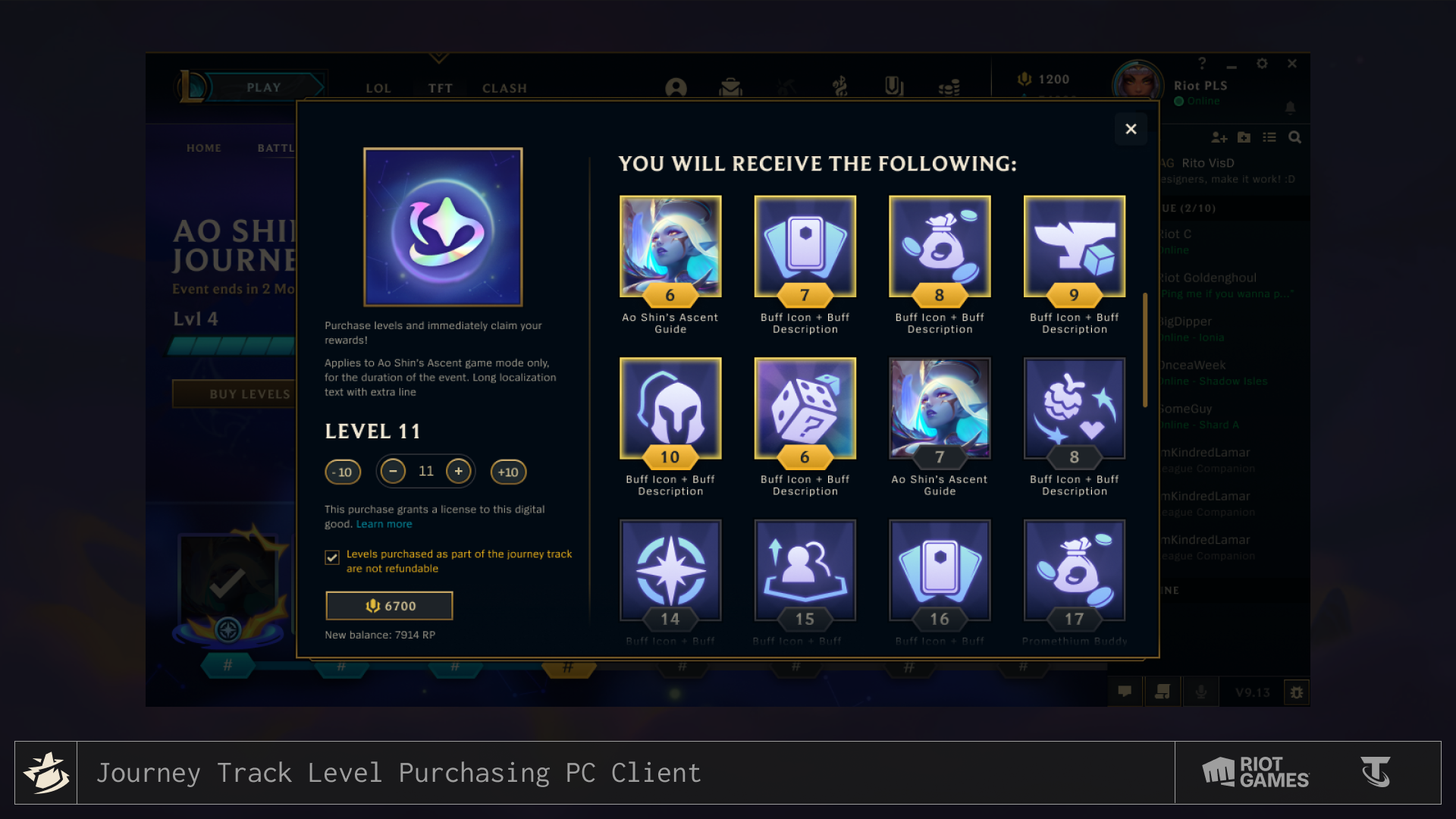 Level Purchasing Modal — PC