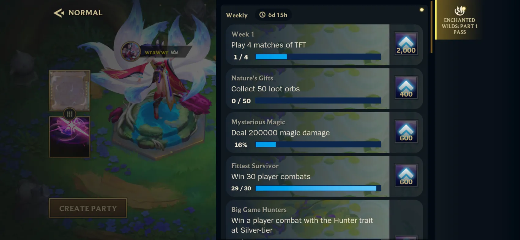 Missions screen, TFT around-game in Unreal Engine