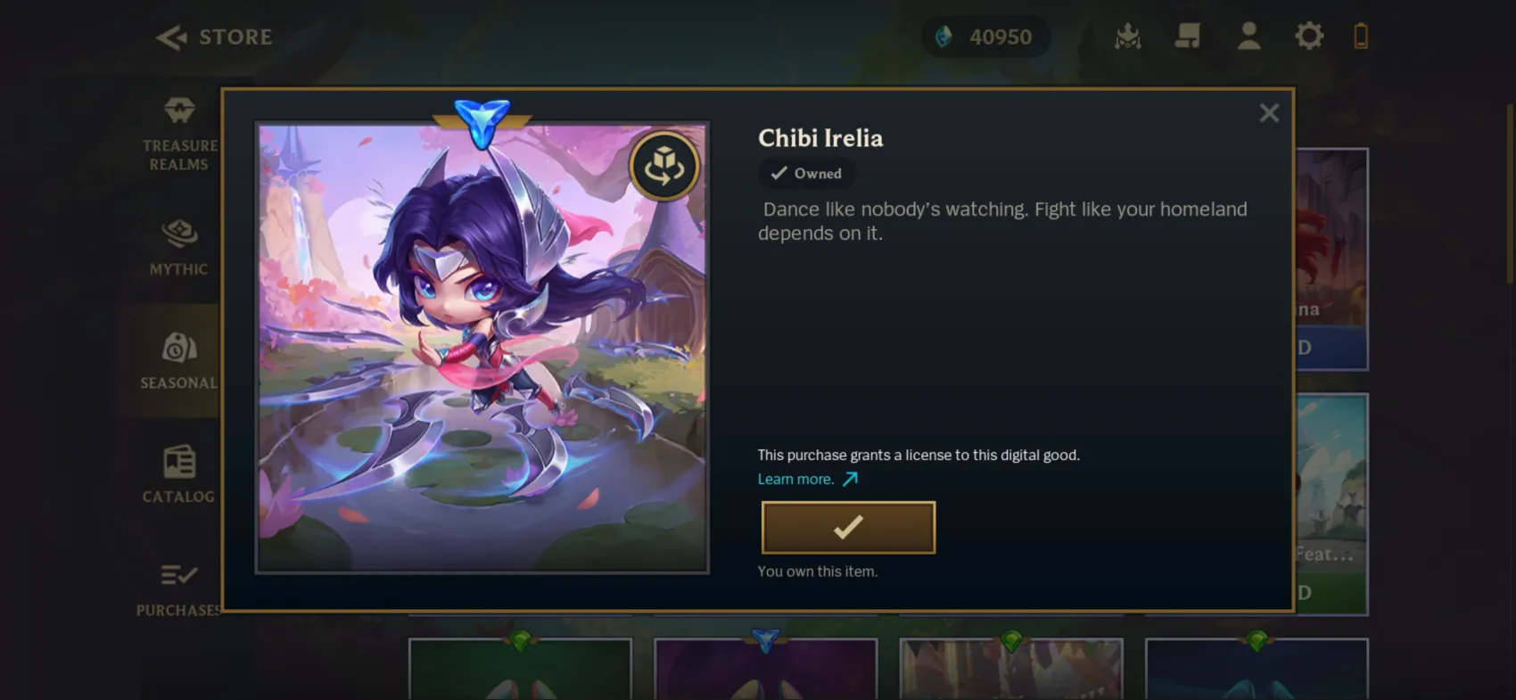 Item detail modal screen, TFT around-game in Unreal Engine