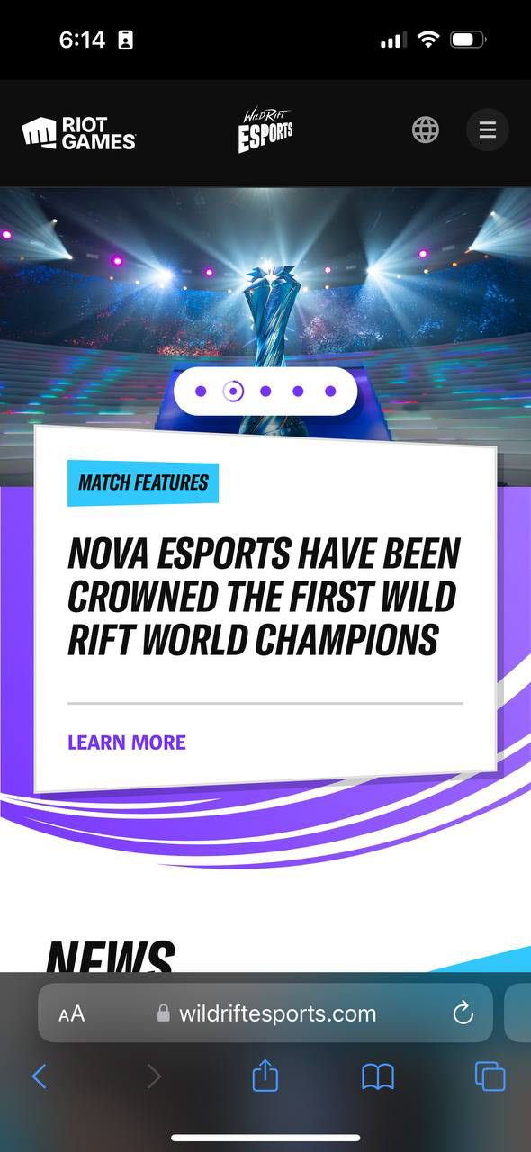 Wild Rift Esports Home — Mobile